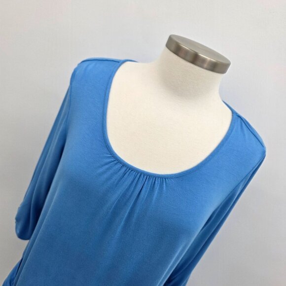 LOGO Lori Goldstein Womens‎ Blue Scoop Neck Tunic Top With Pockets 3/4 Sleeve M - Picture 5 of 13